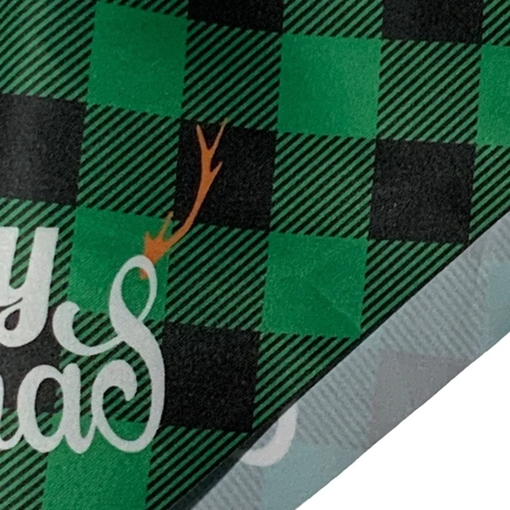 Christmas Dog Bandanna Tartan Plaid Merry Christmas Graphic Tie On Green 19